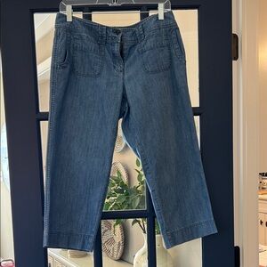 New York & Company denim capris jeans Women’s wide leg cotton utility pants EUC